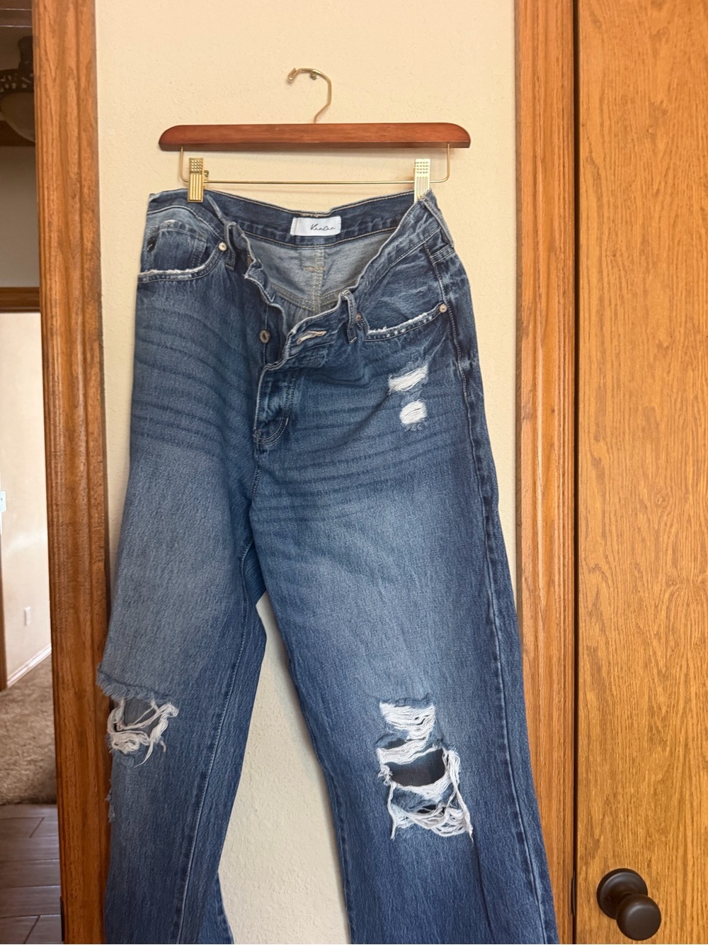KanCan Relaxed Distressed Mid-Blue Boyfriend Jeans